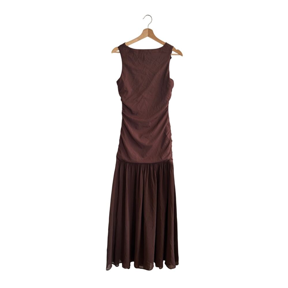 Show Me Your Mumu Aria Maxi Dress in Chocolate Stretch Chiffon L - Picture 3 of 8